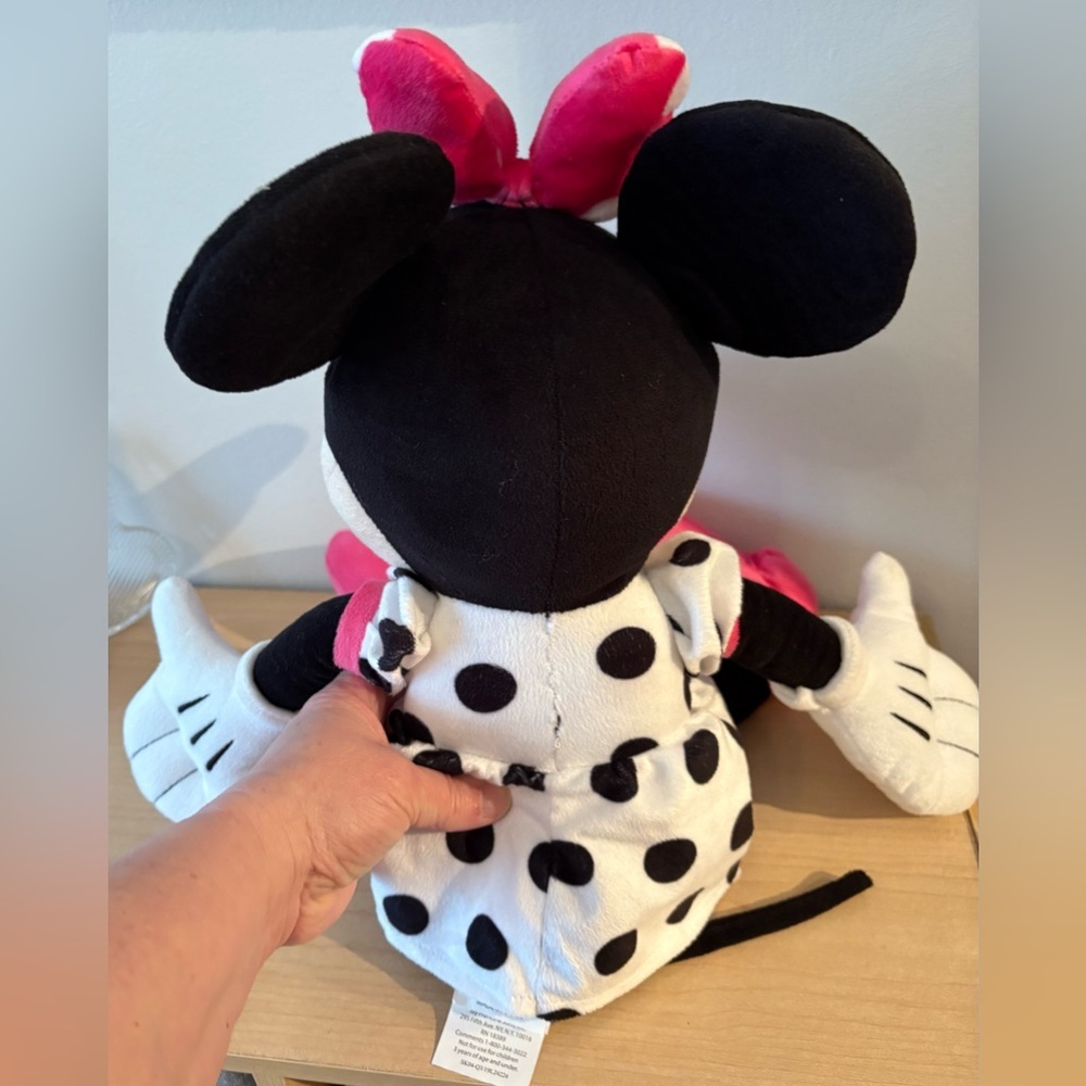 Disney Minnie Mouse 20 Inch Plush Doll Toy Black & White Polka Dots w/ Pink Bow - Picture 4 of 6